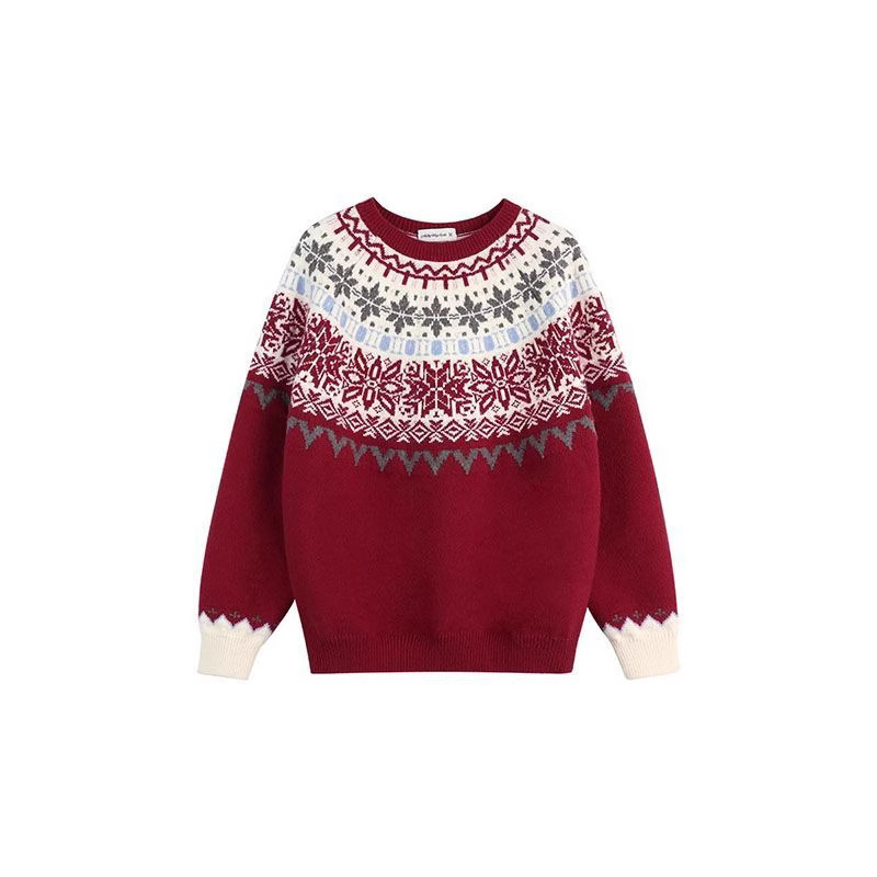 Damen-Strickpullover mit Fair-Isle-Muster und Schneeflocken