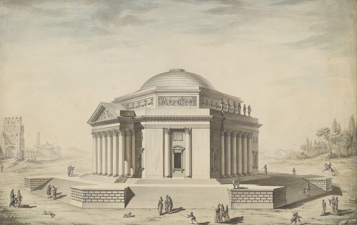 Hexagonal Temple in an Italianate Landscape c 1780