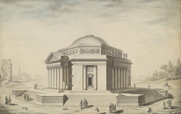 Hexagonal Temple in an Italianate Landscape c 1780