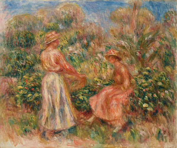 Deux femmes dans le jardin de Cagnes 1918