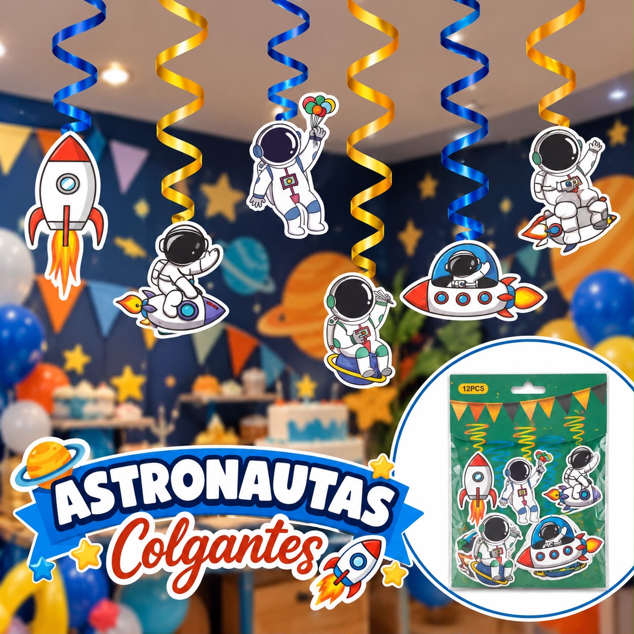 Astronautas colgantes decorativos
