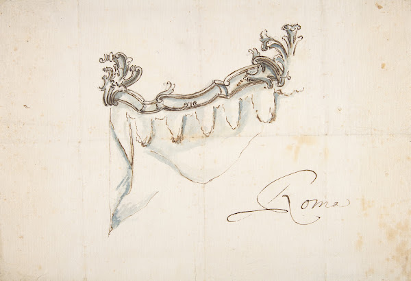 Design for a Crest with Drapery the Upper Part of a Canopy or Window Treatment 1