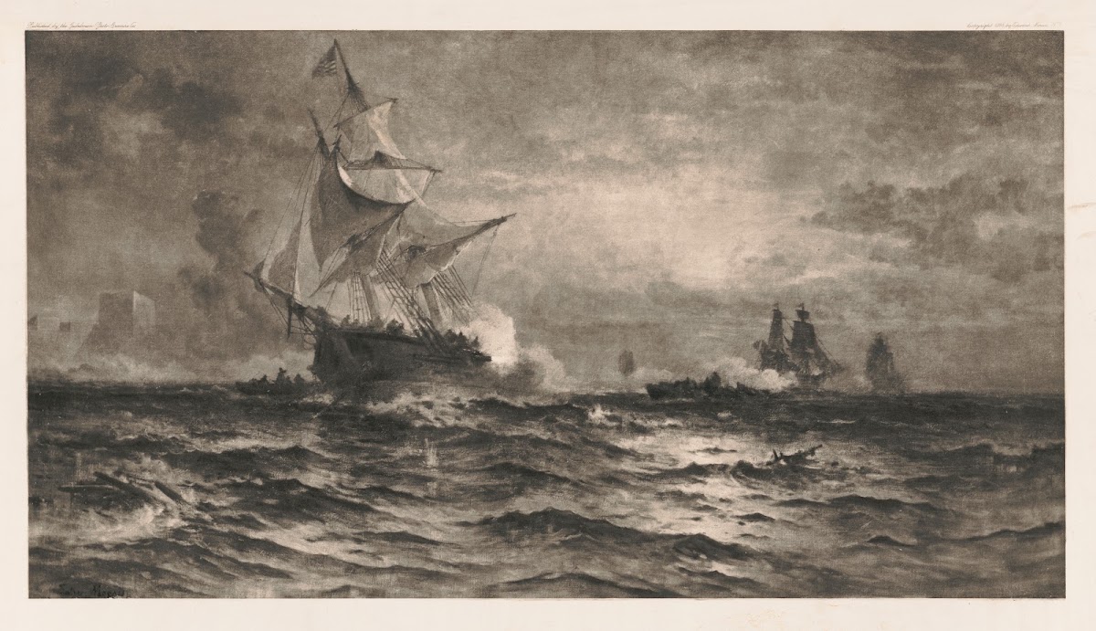 Brig Gen Armstrong engaging British fleet in harbor of Fayne Sept 26 1814 1895
