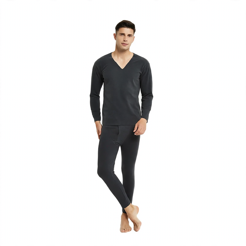 Men's thermal underwear set, V-neck