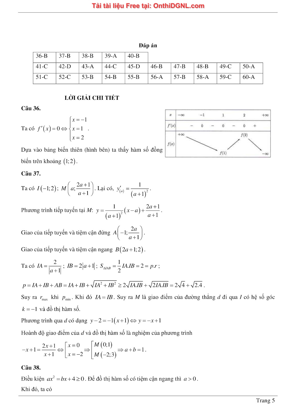 475 bài tập môn Toán - Ôn thi ĐGTD ĐH Bách Khoa Hà Nội Phần 4