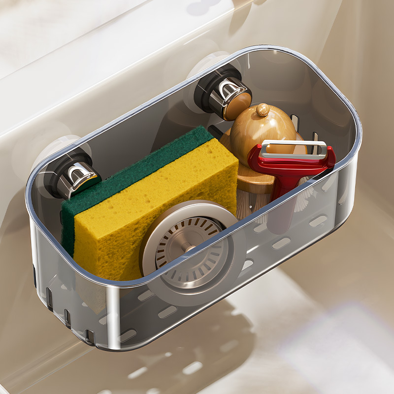 Suction Cup Sink Shelf, Transparent, Multi-Tier