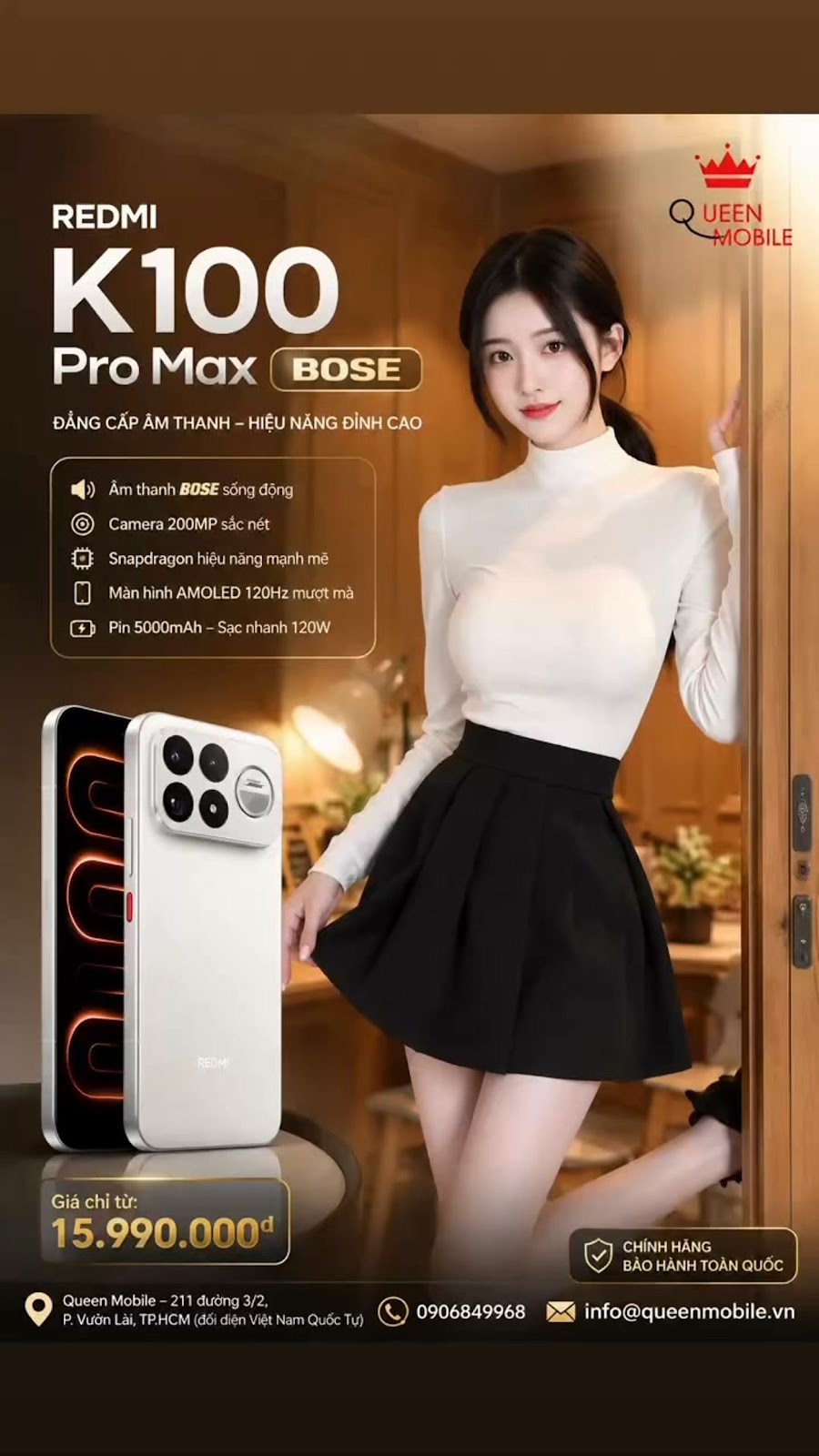 REDMI K100 Pro Max “Lưu Kim Trắng” lộ diện, thiết kế cao cấp kết hợp BOSE gây ch...