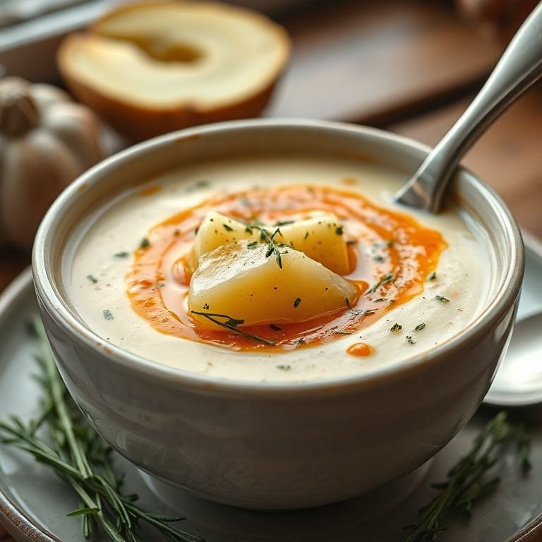 Easy Garlic Potato Soup Recipe for Cozy Dinner Nights – Creamy, Homemade Delight finished