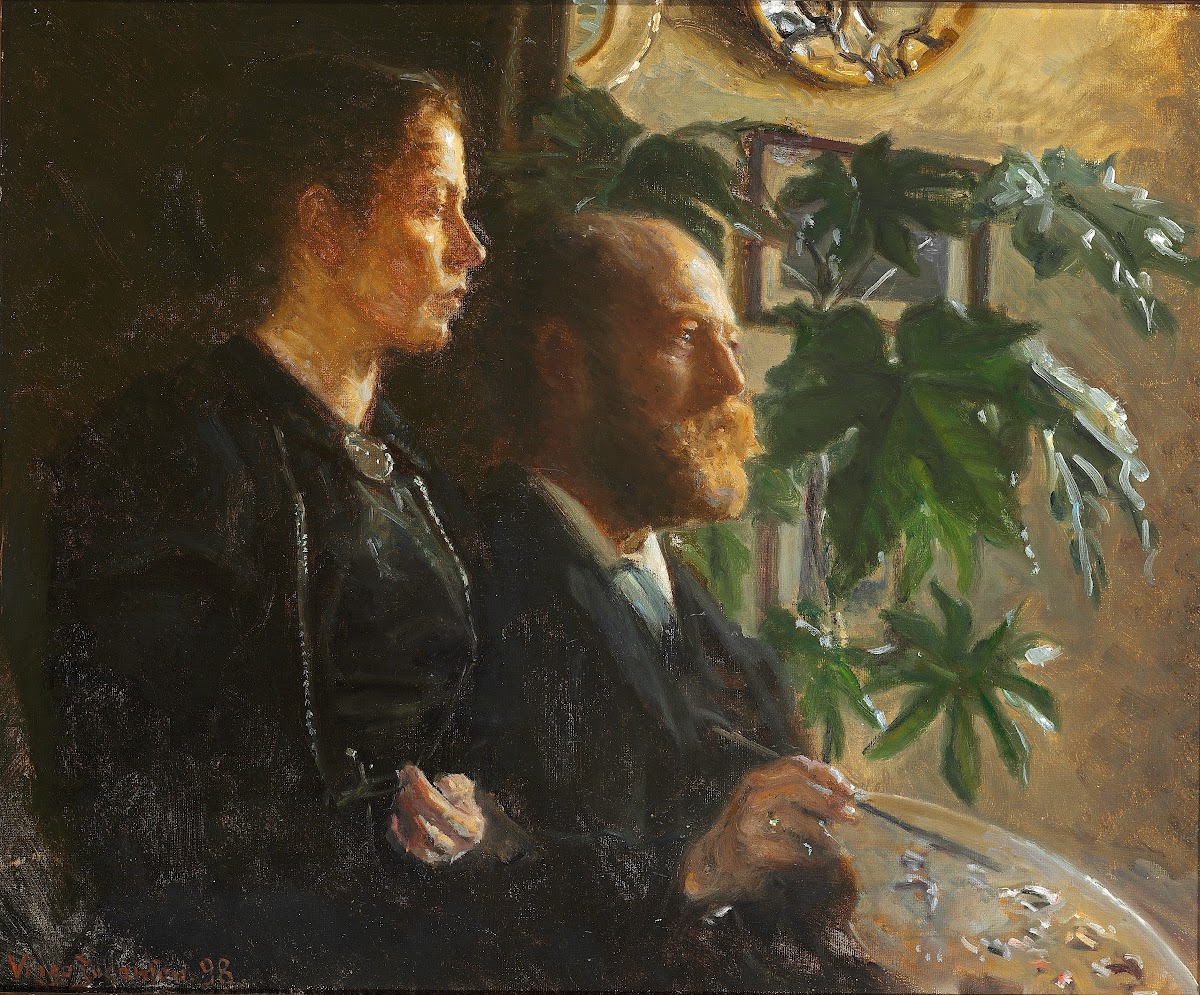 Self Portrait With Palette In Hand And Wife Martha