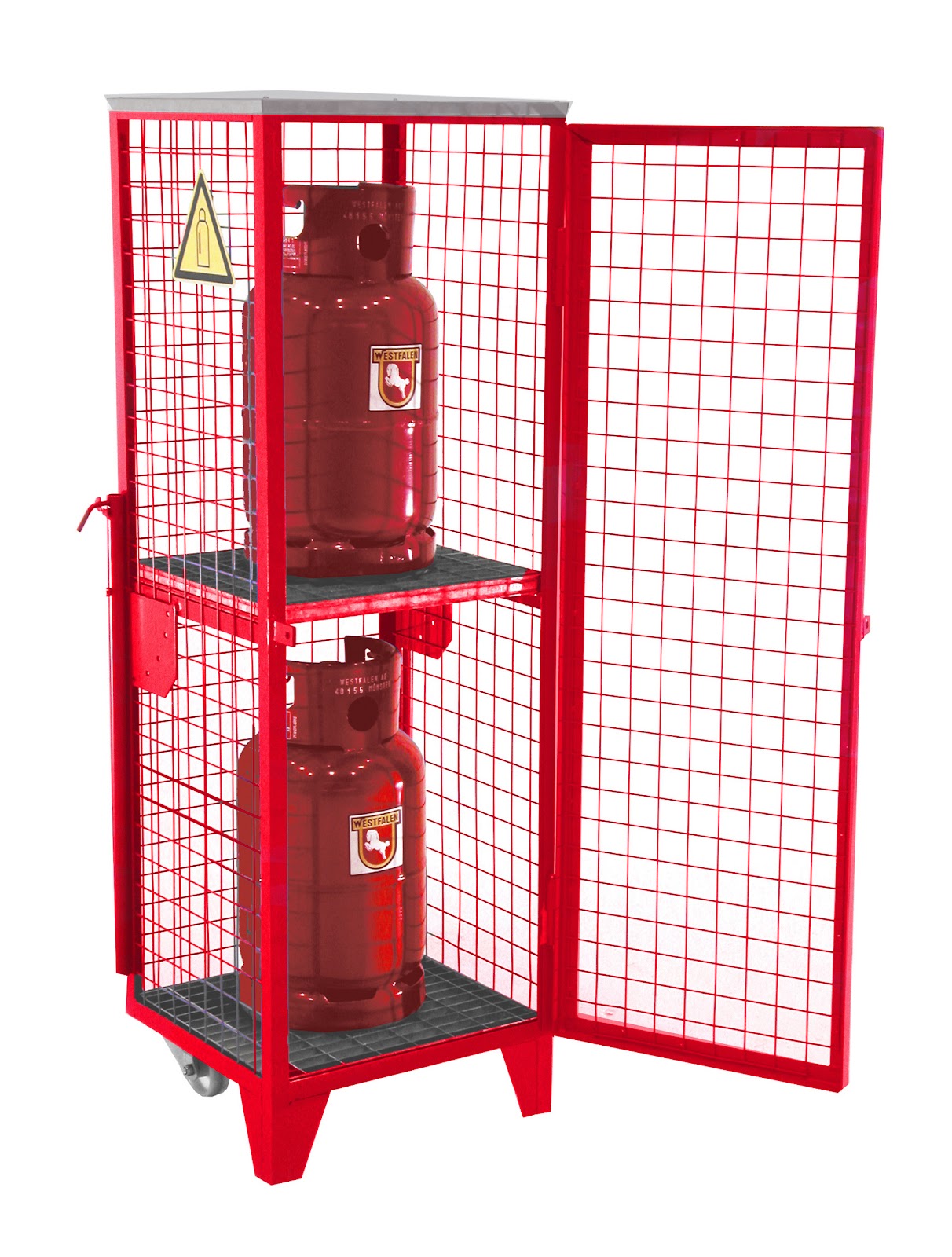 Gasflessen-depot GFD-R 2, gelakt, Vuurrood