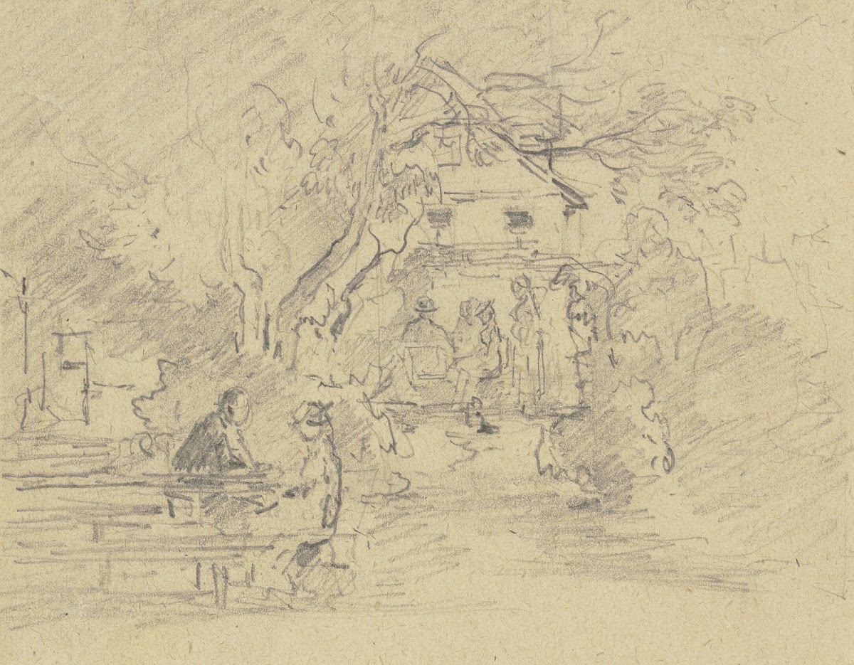 Beer garden with guests