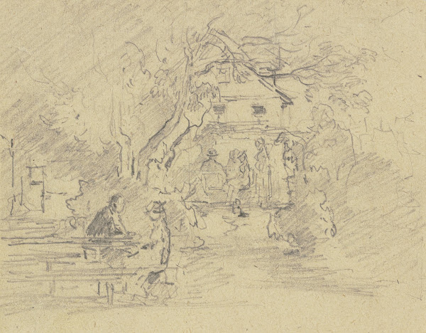 Beer garden with guests