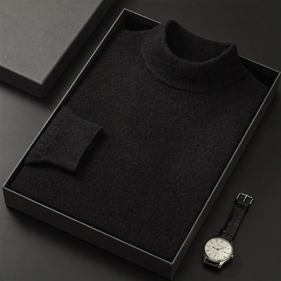 Men's wool sweater with turtleneck, soft and warm