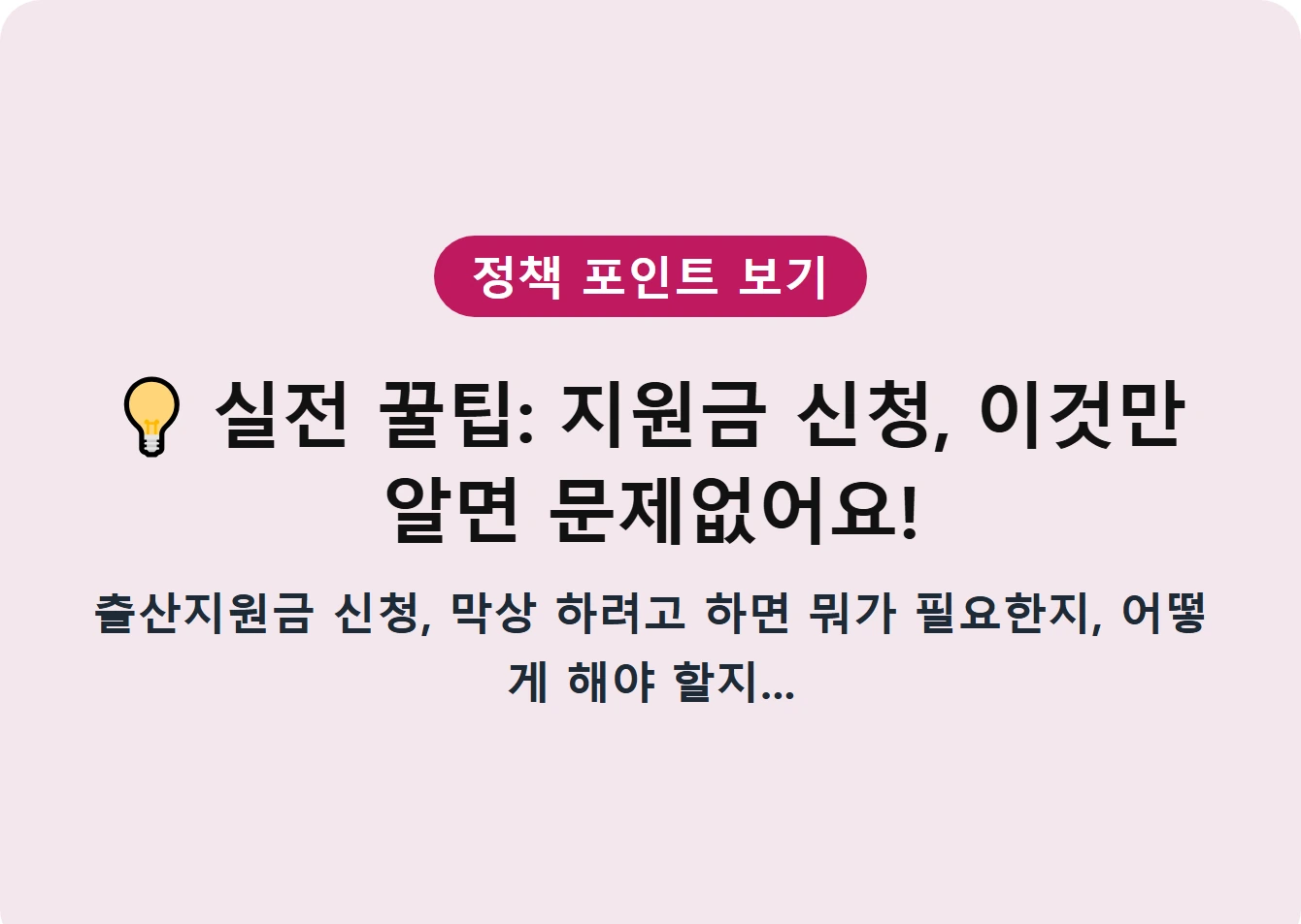 실전 꿀팁: 지원금 신청, 이것만 알면 문제없어요!