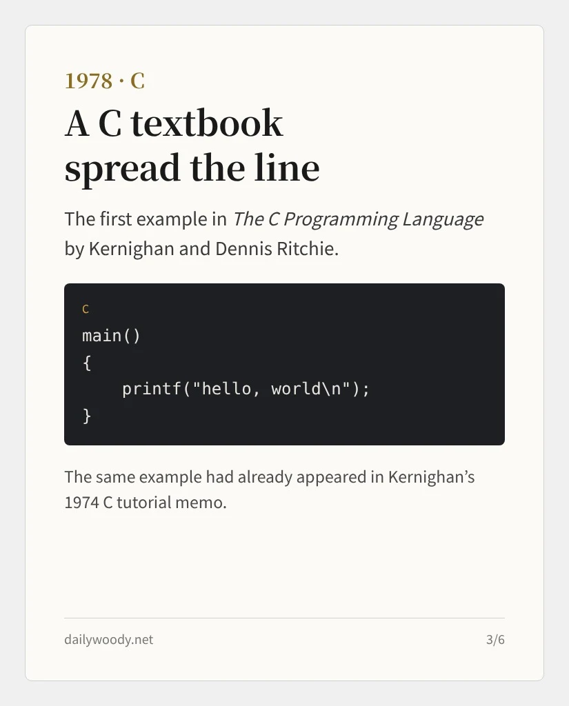 1978, C: A C textbook spread the line (card 3 of 6)