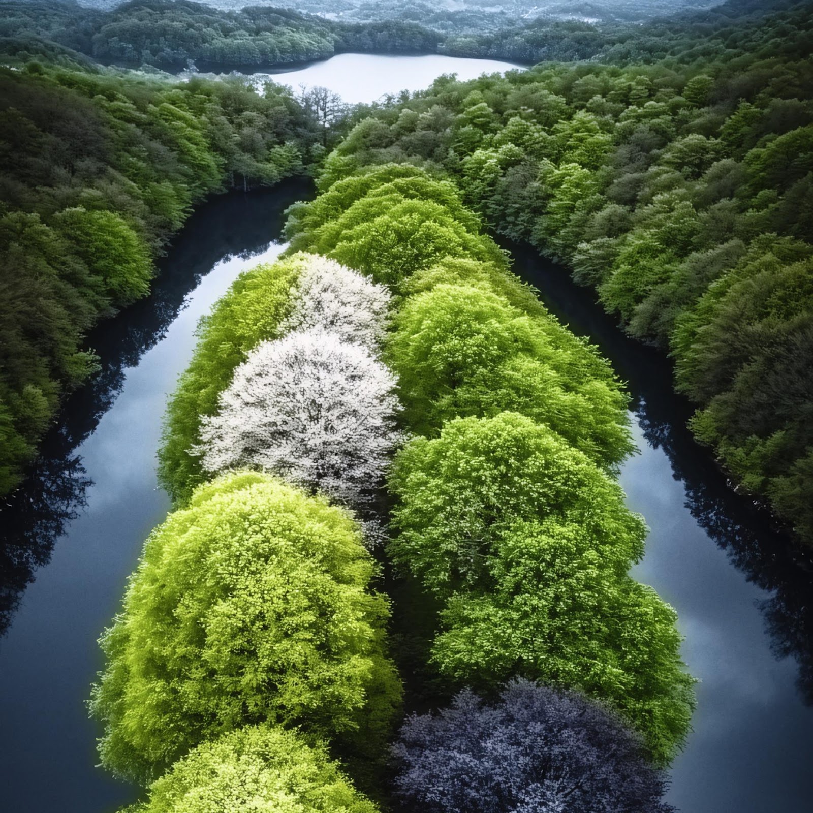 Download Aerial View, Lake, Forest, Mountains 2K iPhone