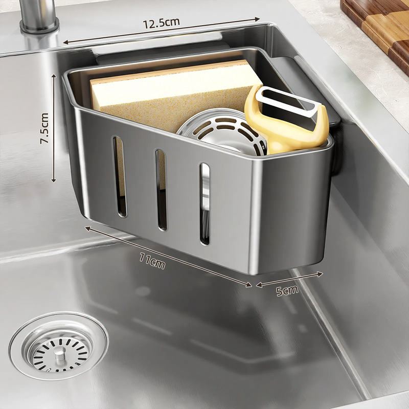 Sink storage basket with suction cup