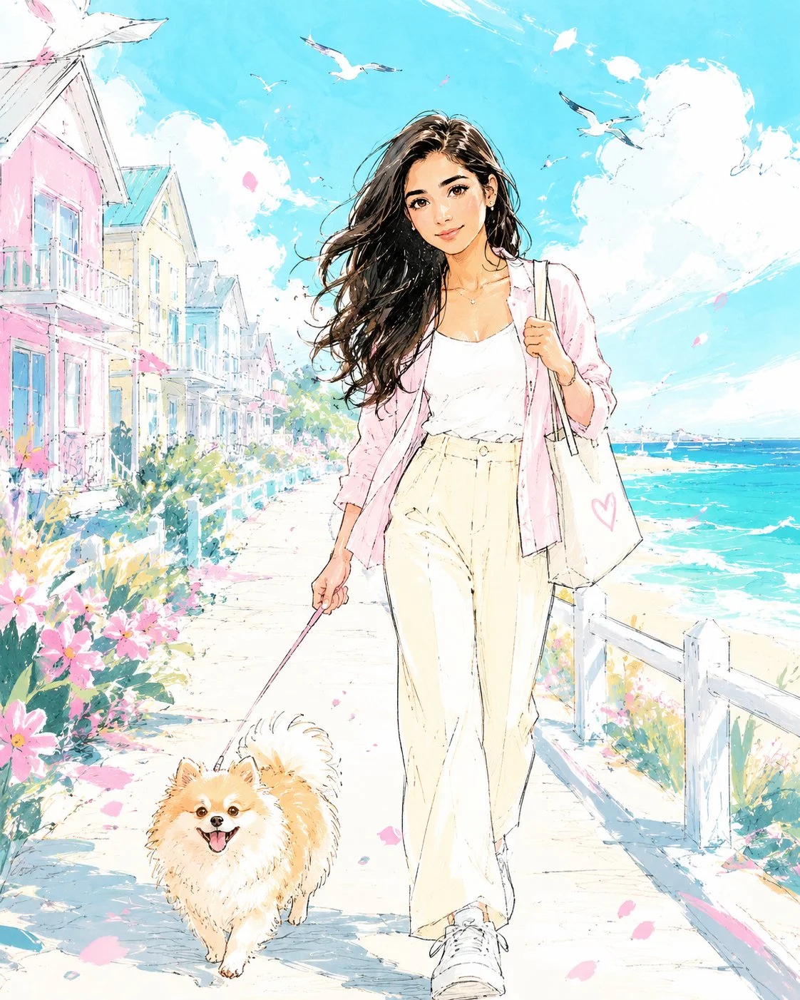 Boceto costero con un pomerania
