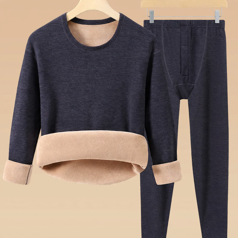 Thermal set for men and women, lamb fleece imitation, high collar