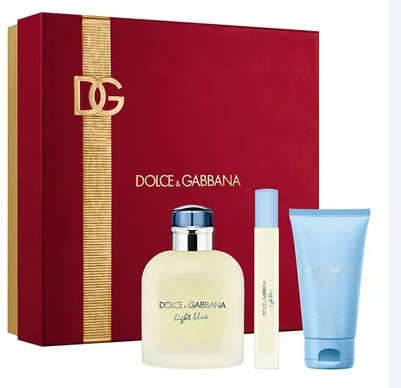 ESTUCHE DOLCE & GABBANA LIGHT BLUE HOMBRE  3PZS 125ML EDT + 10ML EDT + GEL DE BAÑO