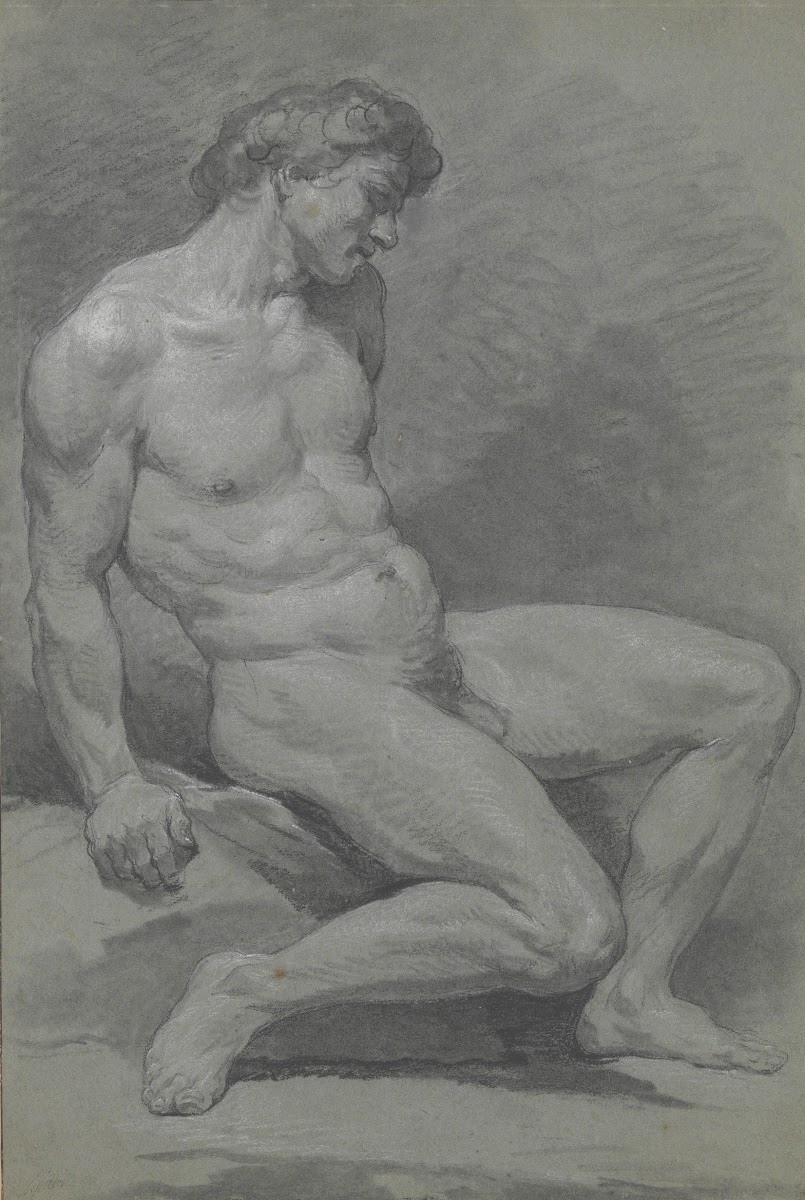 Seated Male Nude Facing Right mid 18th century