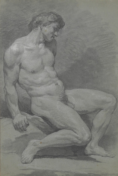 Seated Male Nude Facing Right mid 18th century