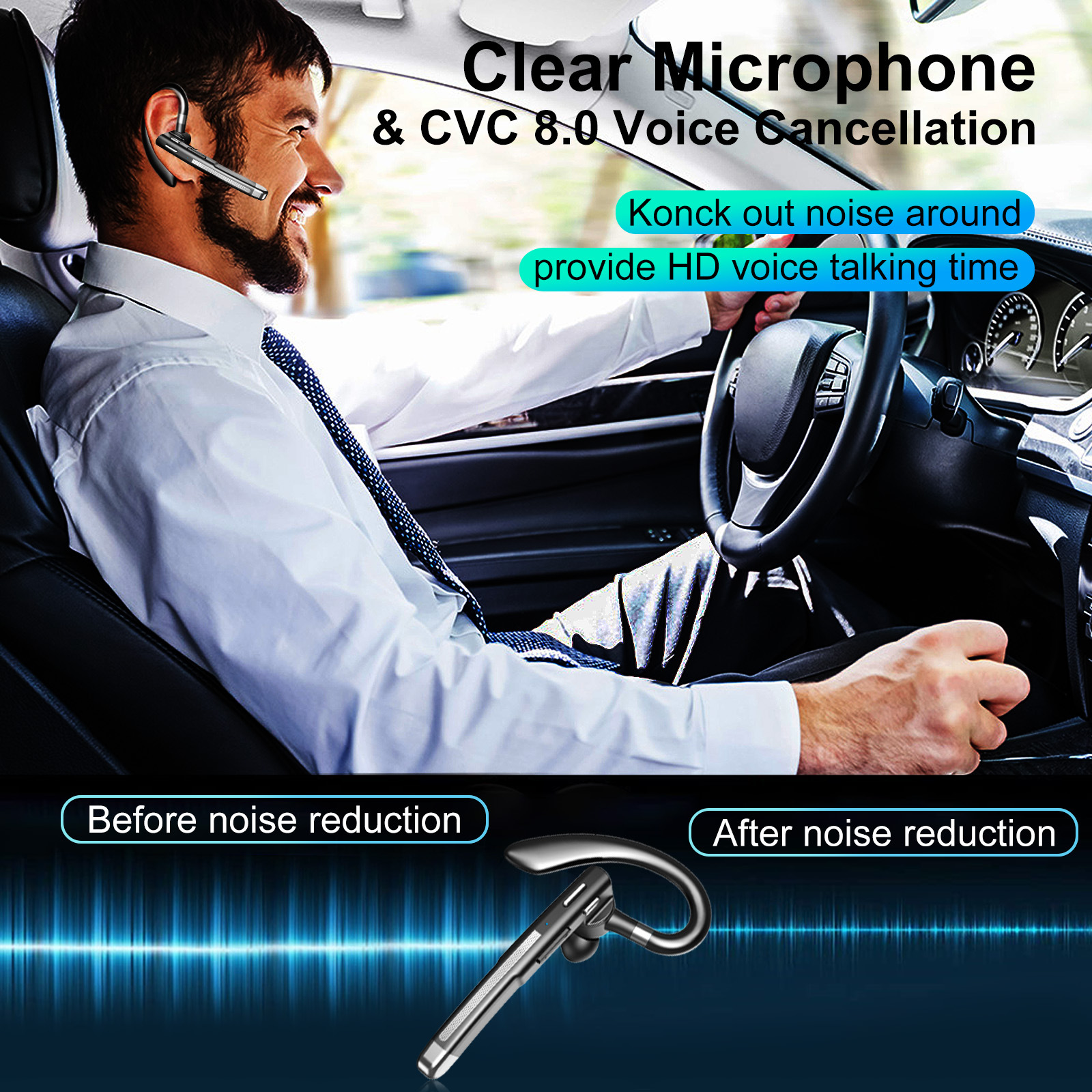 Bluetooth Earpiece YYK-520, Hands-Free Headset, Long Battery Life