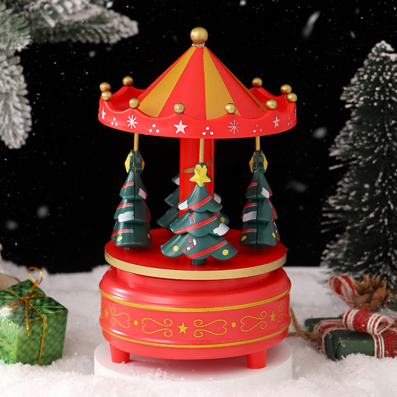Christmas Tree Carousel Music Box made of wood