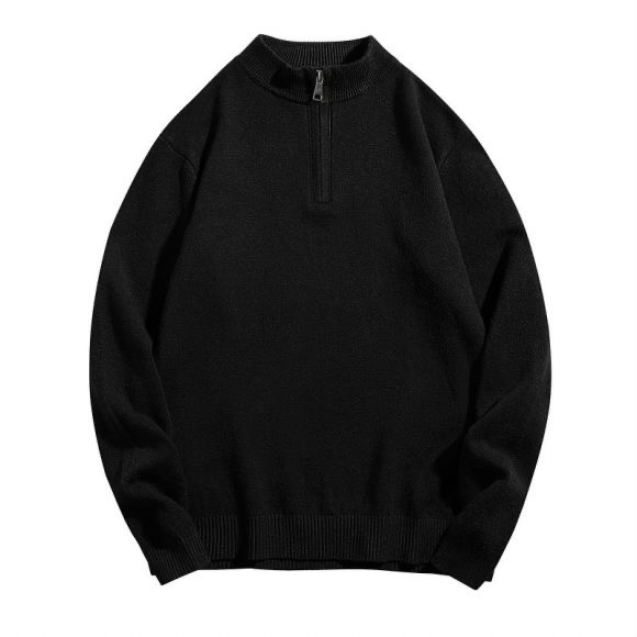 Herren-Strickpullover mit halbem Reißverschluss