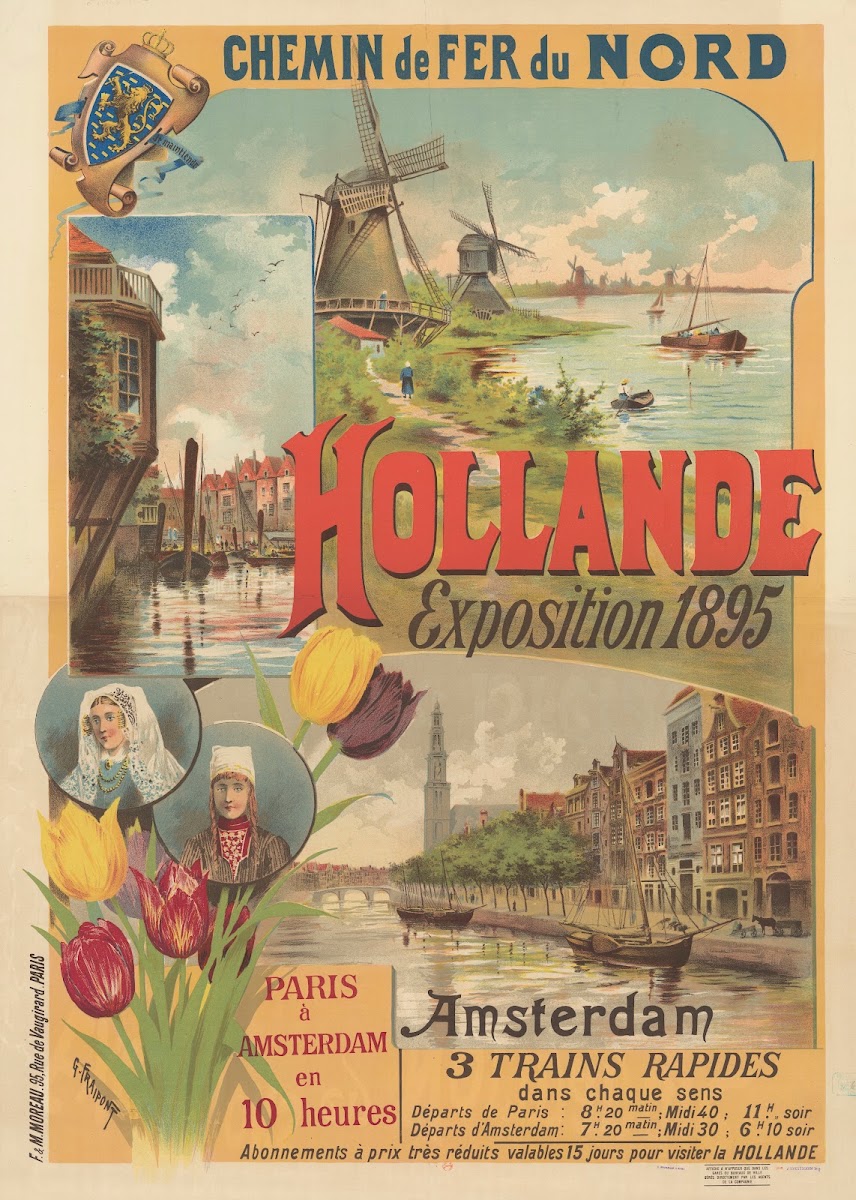 Chemin de Fer du Nord Hollande exposition 1895 Paris à Amsterdam en 10 heures 18