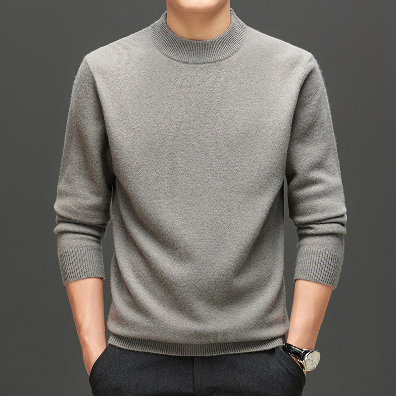 Men's Cashmere Sweater with Stand-Up Collar, 400g