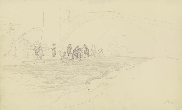 Wäscherinnen bei einer Brücke 1830 1831