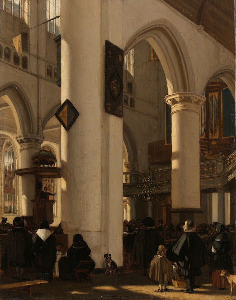 Interior of a Protestant Gothic Church during a Service 1669