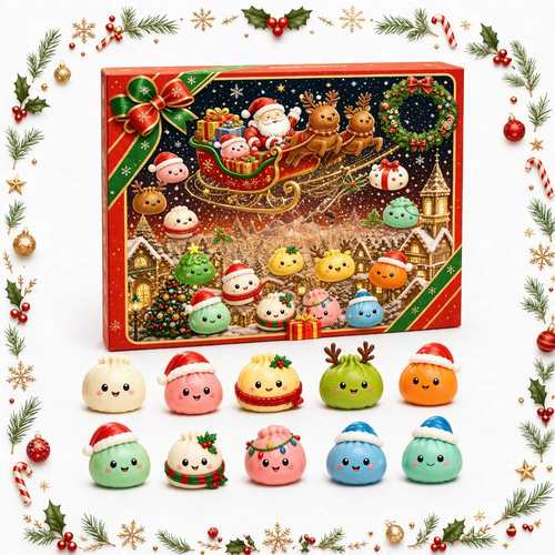 Weihnachts-Adventskalender mit 24 Quetschfiguren