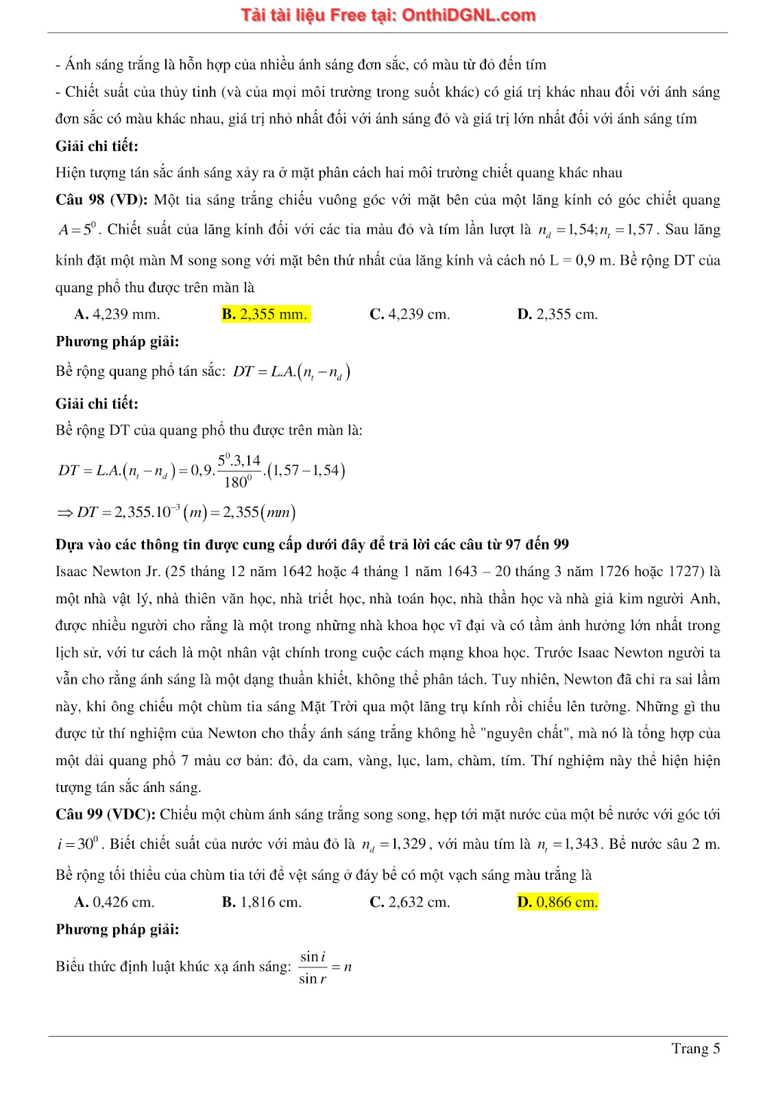 300 bài tập môn Vật Lý - Ôn thi ĐGNL ĐHQG TPHCM Phần 24