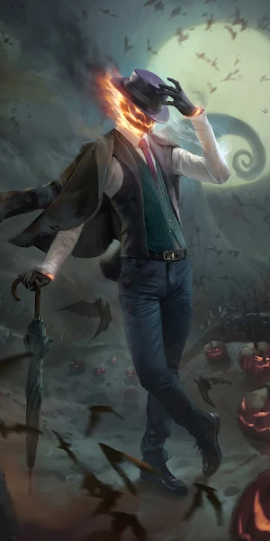 Jack O'Lantern, Halloween, Gentleman, Bats 4K iPhone Wallpaper Background