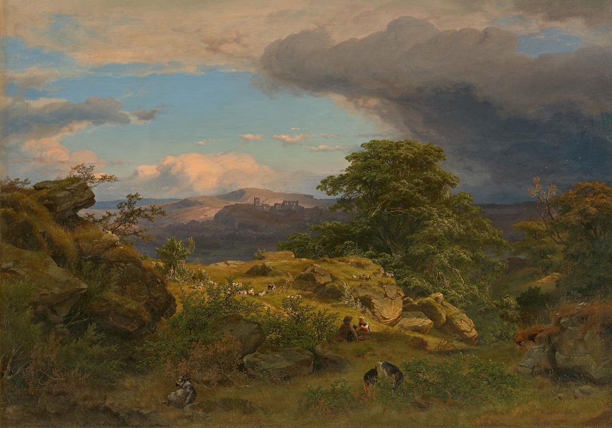 Large Rhine Landscape with View of the Rheinfels Ruins over St Goar 1844