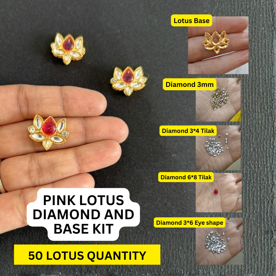 White and pink Lotus Full Kit (Base + Diamond) (pack of 50)