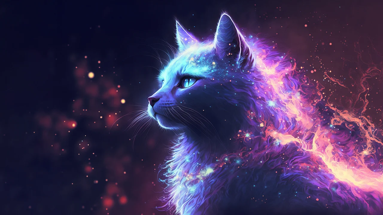 Ai Art, Illustration, Cats, Space, Universe 2K Desktop Wallpaper