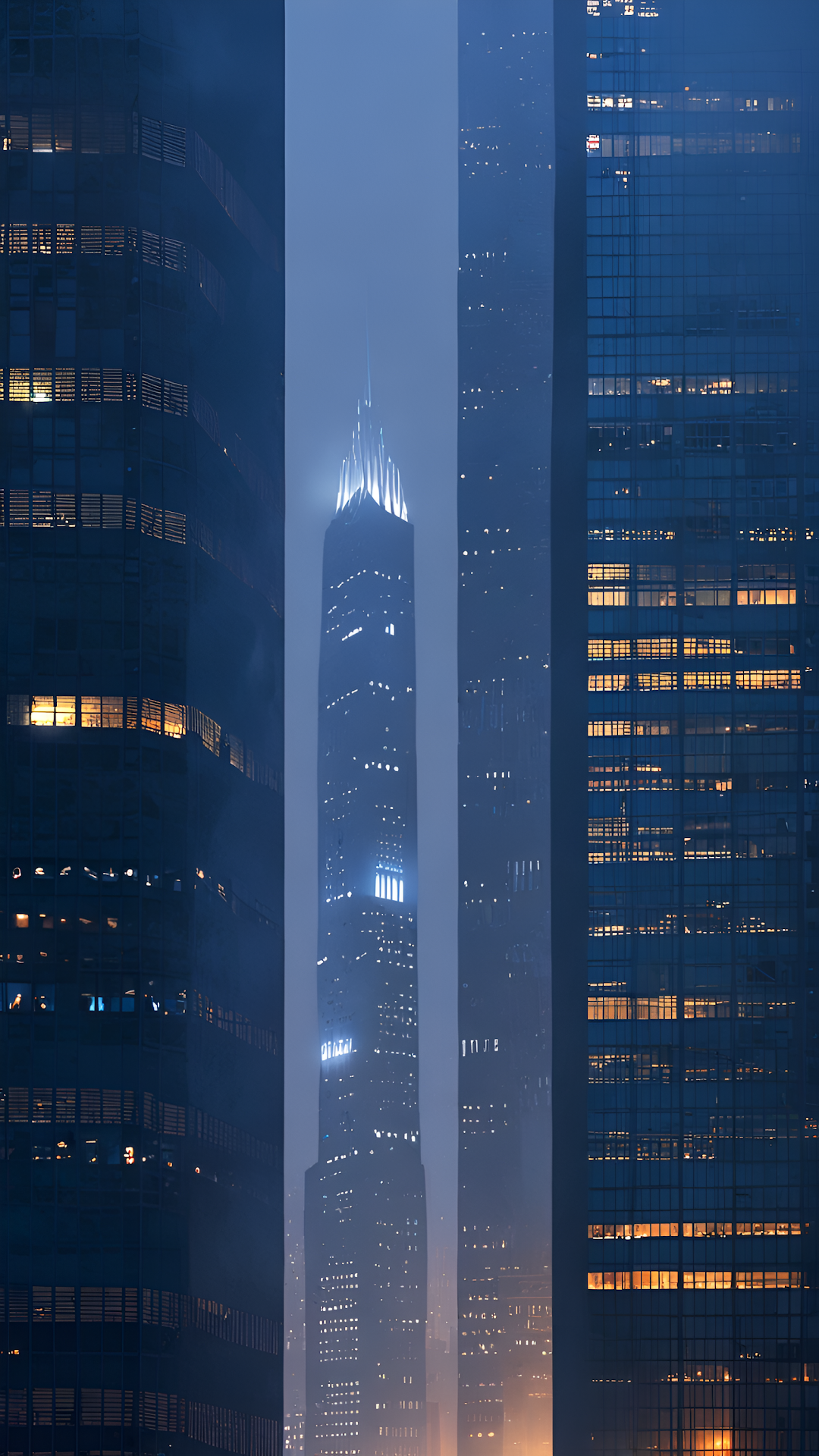 Foggy Chicago Skyscraper View at Night - Free 4K mobile Wallpaper