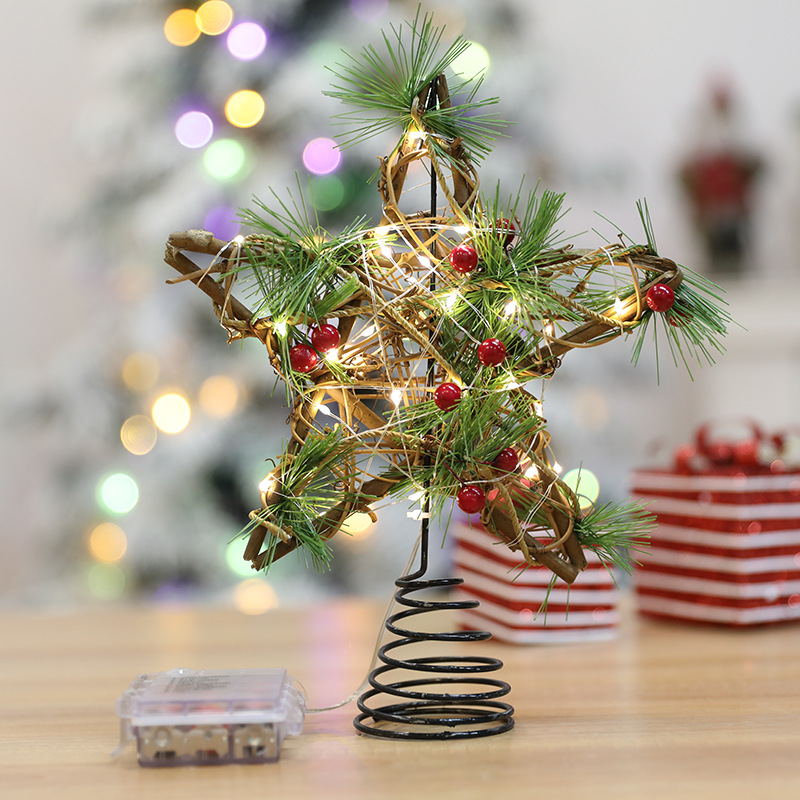 Christmas Tree Top Star Made of Rattan