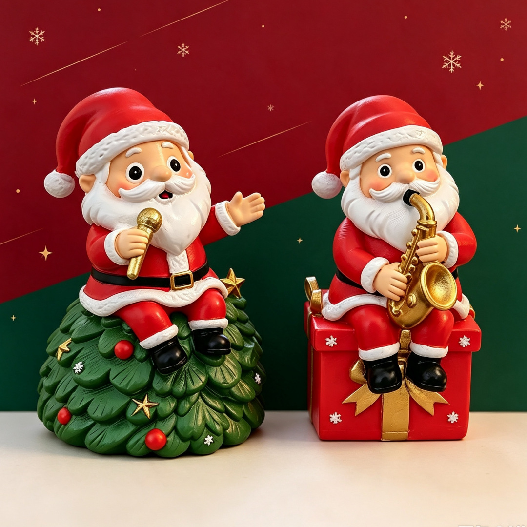 Musical Christmas Figurine, Santa Claus Design