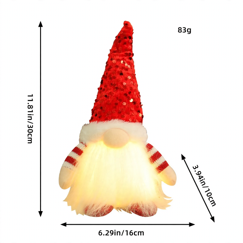 Illuminated Christmas Gnome Figure with Sequins