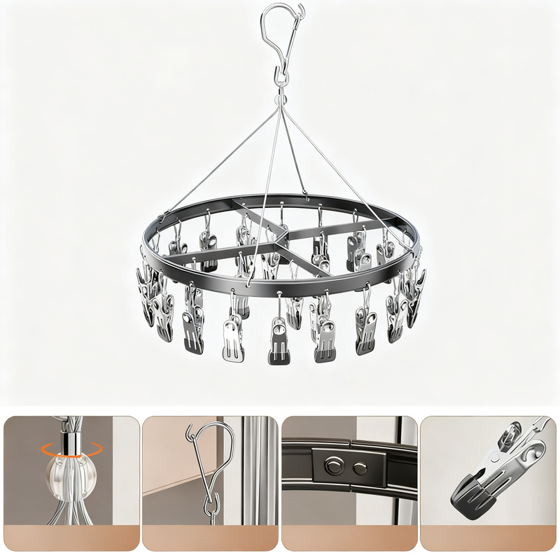 Aluminum drying rack with multiple clips
