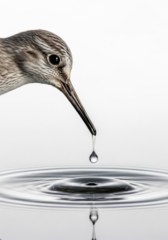 Sandpiper and Water Droplet