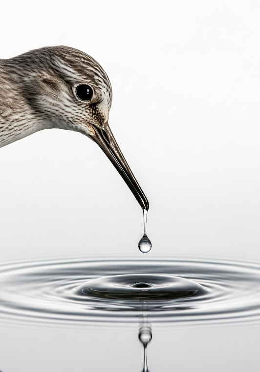 Sandpiper and Water Droplet