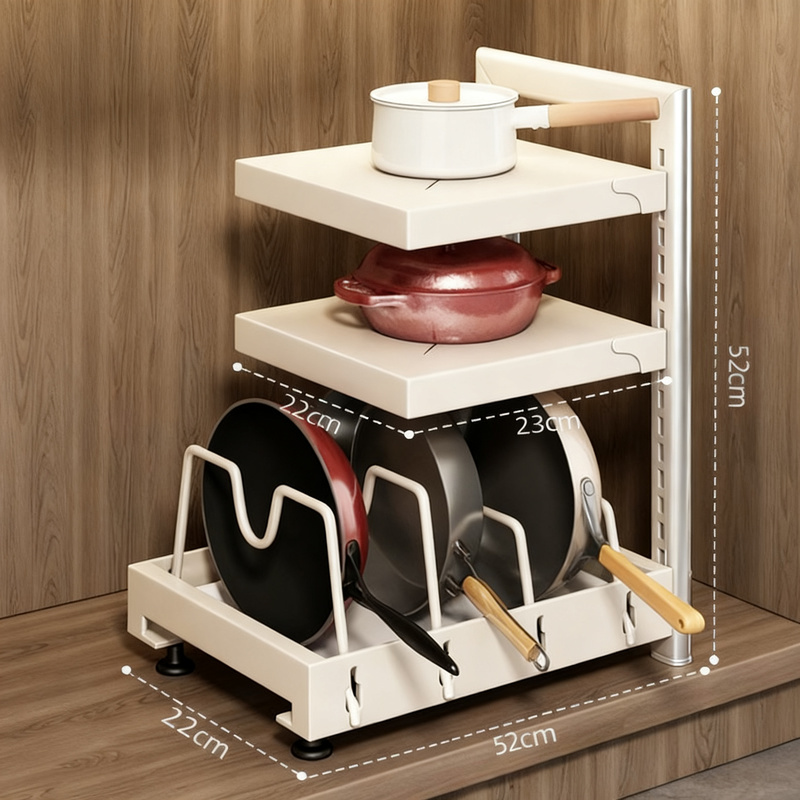 Carbon Steel Pot Rack, 2–4 levels, adjustable height