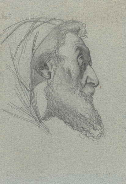 Bearded Man in Profile recto  Woman Looking Up verso