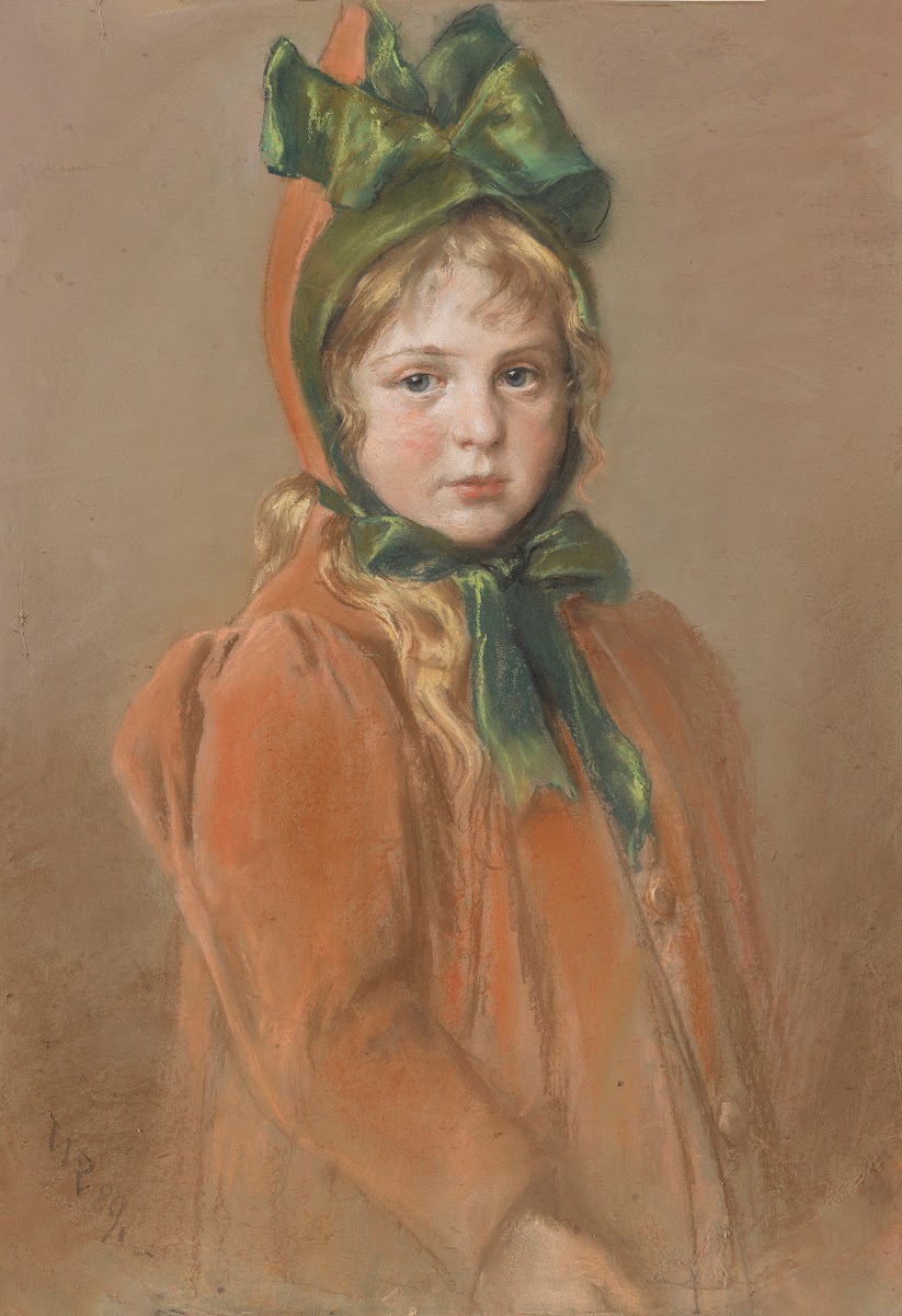 Mädchenporträt mit grüner Schleife Die Tochter des Künstlers 1889