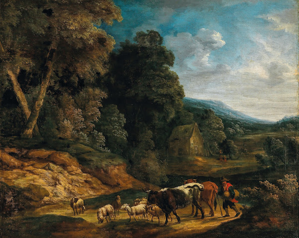 A southern landscape with herdsmen and their flock